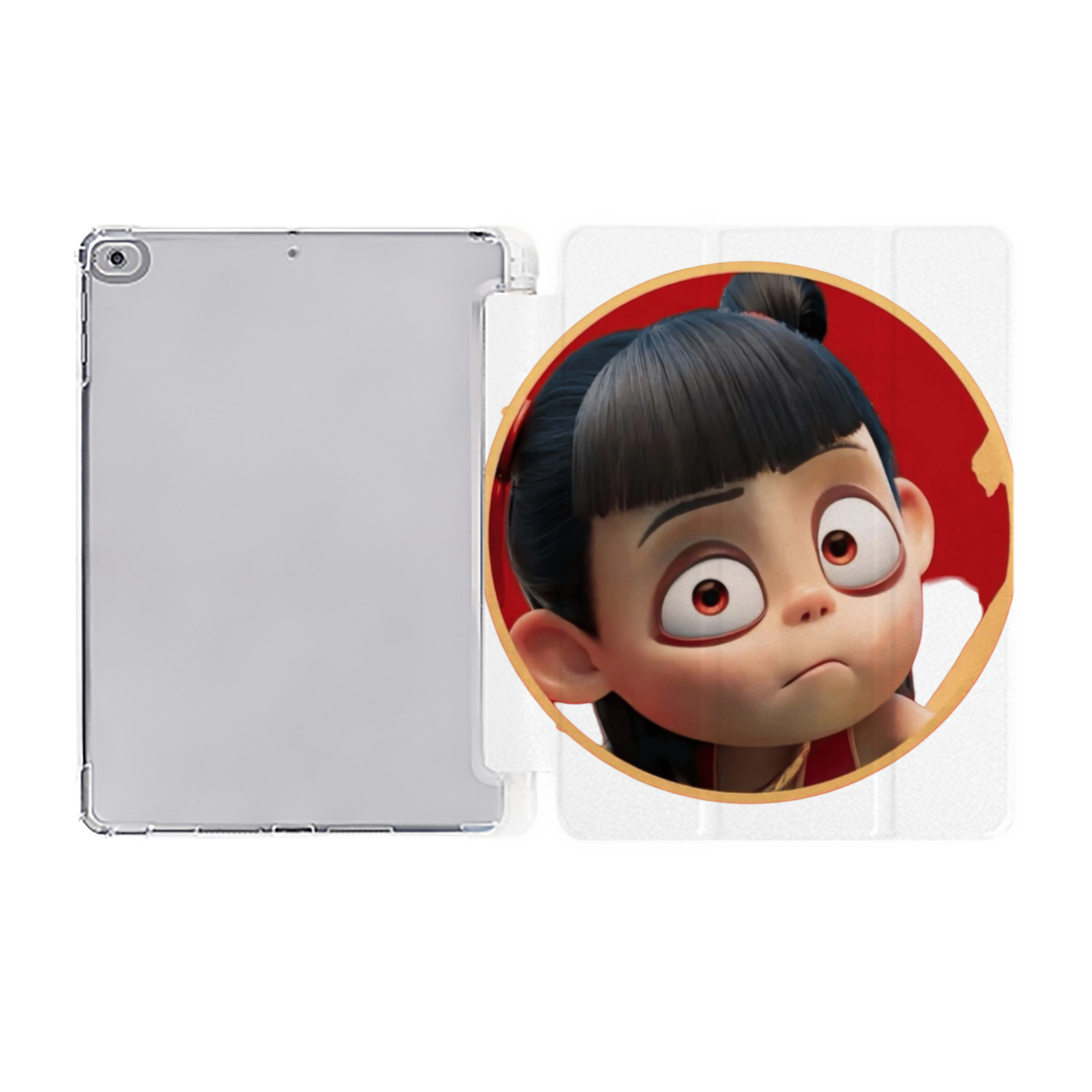 （画像用） Ne Zha 2 ナタ 魔童の大暴れ IPad ケース ペン収納付き 三つ折りスタンド PUレザー×シリコン 対応機種9.5/10.5/10.9インチ